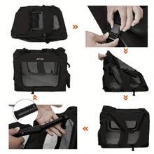 Foldable Pet Carrier Bag, Portable Dog Travel Crate, Soft Sided Dog Cat Pet Travel Carrier Large Dog Crate for Car with Breathable Mesh and Storage Pockets, 50.0x35.0x35.0cm - Schwarz - Übersicht 8