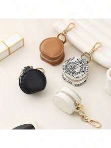 Portable PU Leather Jewelry Organizer (1Pc) – Waterproof Durable Travel Box Earrings Rings, Compact Space-Saving Design - Black - View 3