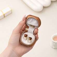 Portable PU Leather Jewelry Organizer (1Pc) – Waterproof Durable Travel Box Earrings Rings, Compact Space-Saving Design - Black - View 9