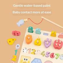 1Set Children's Early Education Puzzle Fishing Five In One Set Of Columns, Digital Cognitive Building Blocks, Baby Puzzle Development, Boys And Girls' Toy Shape Matching Puzzle Building Blocks, Fishing Set Of Columns, One Toy, Multiple Gameplay Colors, Cognitive Exercise, Concentration, Parent-Child Interaction, Tabletop Game Gift