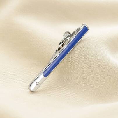 1 st elegant slipsklämma i blått kopparlegering, minimalistisk affärsstil för män