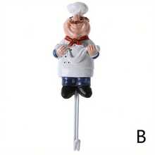 1pc Strong Adhesive Cartoon Chef Hook, Used For Kitchen And Bathroom Storage, Seamless Nail Wall, Kitchen Wall Hanging Clothes Hook, Fun Home Decoration - Kiểu B - Xem 12