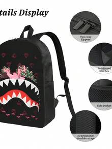 Sprayground  Pink Mischief Backpack Upscayl 10x Upscayl Standard 4x # Bookbag # Work Bag Versatile Geometric Print Backpack - Stylish & All-Match For Daily Use - 黑色 - 查看 4