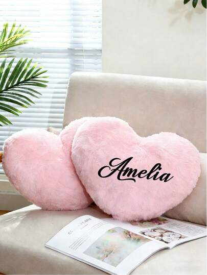 Customized Heart-Shaped Plush Throw Pillow, Soft And Fluffy Cushion, Decorative Pillow For Sofa, Bed, Room, Home, Living Room, Perfect For Valentine's Day, Newlyweds, Gifts