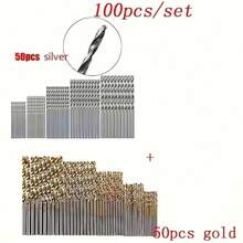 50/100件組 鈦合金塗層高速鋼鑽頭組 - 重型HSS鑽頭，尺寸1-3mm (1/16"-1/8") 及更小尺寸 (1/32", 1/64")，螺旋槽設計，圓柄，適用於木材、金屬、塑料、乾壁 - 家居用品 - 彩色 - 查看 10