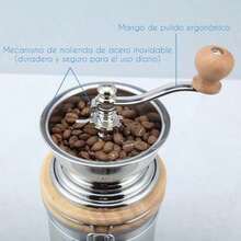 &Easyworkz Molinillo de café manual: configuraciones ajustables recipiente hermético herramienta para moler granos de café para cocina molinillo de café con manivela - Plateado - Ver 3