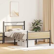 vidaXL Cadre de lit sans matelas chêne sonoma 100x200 cm - Castano - Visualizzare 5