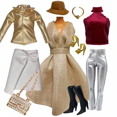 11.5-12 Inch Luxury Doll Clothes & Accessories Set, 1/6 BJD Doll Outfits, Multi-Style Suitable For Doll Dress Up, Ideal For Holiday Gifts