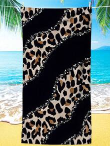 Leopard Print Quick-Dry Ultra-Fine Fiber Beach Towel - Breathable, Lightweight, Suitable For Camping And Summer Vacation Pool Towel