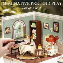 Robotime Rolife Super Creators DIY Plastic Mini House Building Kit - 3D Puzzle With LED Lights, Compatible With Mini Figures, Multiple Themes To Choose From, Suitable For Teenagers And Adults, Interior Decoration, Ideal Christmas Or Birthday Gift(Sweet Sips Tea) - 11-Sweet Sips Tea - 查看 6