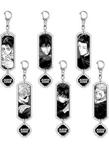 6件套卡通人物钥匙扣，包括虎杖悠仁、伏黑惠，动漫人物钥匙扣配件，适用于包包挂件、汽车钥匙链、装饰道具、节日派对礼品、收藏玩具，手工套装 - 彩色 - 查看 2