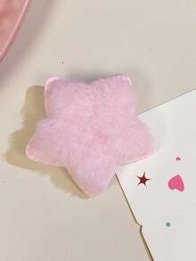 5个粉色毛绒星星发夹，爪夹，发卡，发饰，头饰，情人节饰品，女士发饰 - 粉色 - 查看 5