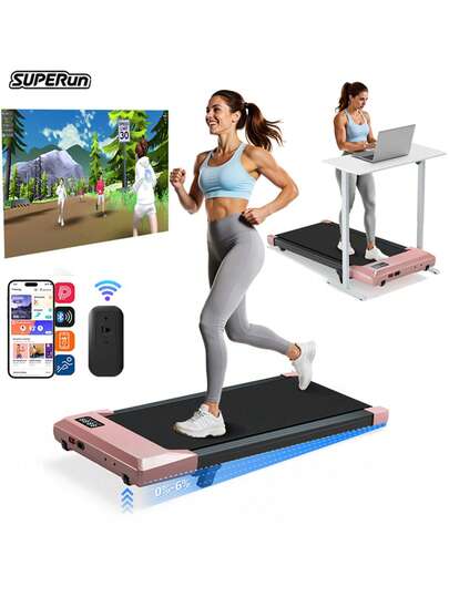 Foldable 6% Slope Under Desk Treadmills 2.5 HP Quiet Walking Pad Portable Remote Control LED Display 300LBS Exercise Walkingpad