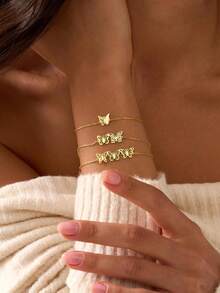 1PC Custom Personalized Birth Butterfly Bracelet, Personalized Birth Moon Bracelet, Custom Family Bracelet, Women's Bracelet, Gift For Girlfriend, Fashion Jewelry, Mom Bracelet, Mother Gift, Grandma Gift, Christmas Gift, Valentine's Day Gift - Multicolor - View 8