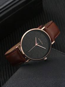 Set de 4 en 1: Reloj de cuarzo minimalista de esfera marrón para hombre, billetera de lujo, bolígrafo y llavero, adecuado para fiestas, viajes, uso en la oficina y días festivos como Acción de Gracias, Carnaval, Vuelta al cole, San Valentín, Año Nuevo 2026 - Mejor regalo para hombres/padres - Multicolor - Ver 6