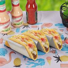 TendenciaBandeja Plato Holder Para 3 Tacos De Acero InoxidableCalidad premium - Plateado - Ver 5