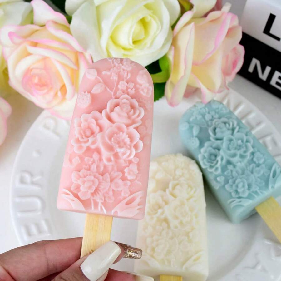 Floral Ice Cream Mold, Creative Ice Cream Mold (Suitable For Scenic Spots), Homemade Ice Pop And Ice Cream Silicone Mold - White - View 1
