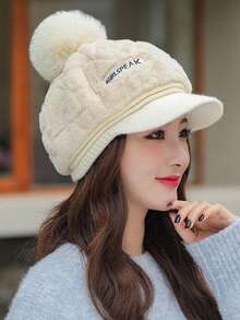 20024 New Knitted Korean Style Autumn/Winter Cute Women Rabbit Fur Warm Beret Hat, Thick Furball Cold-Proof Cap - Fur Hat - View 2