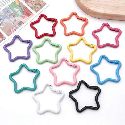 5pcs Star Shape Key Rings Star Snap Hooks Metal Alloy Spring Gate O Ring Trigger Snap Buckle Keychain Findings For Jewelry Making DIY Keychain Crafts Hook Accessories
