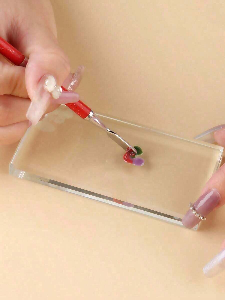 1pc Nail Art Color Mixture Plate,Nail Supplies,Nail Tools,Nail Art Tools,Back To School,Nails,Nail Tools For Press On Nails - Clear - 查看 1