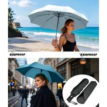 Two Packs Auto Open & Close Small Travel Umbrella Compact For Backpack-Umbrellas For Rain, Windproof Lightweight Strong Mini Portable Umbrellas For Men And Women.(Black, 2 Pack),42Inch-2Packs,Black&Black - Hitam & Hitam - View 8