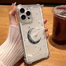 Una funda para teléfono con estampado de media luna, que presenta una resistencia a impactos minimalista y de alta gama, una funda de protección creativa personalizada y clásica, con protección contra golpes y caídas en las cuatro esquinas, adecuada para  17/17 Pro/17 Pro Max/17 Air/ 16/16 Pro/16 Pro Max/16 Plus/ 15/15 Pro Max/15 Pro/15 Plus/ 14/14 Pro/14 Plus/14 Pro Max/ 13/13 Pro/13 Pro Max/12/12 Pro/12 Pro Max/11/11 Pro/11 Pro Max/XR/X/XS/XS Max. Es el regalo de cumpleaños perfecto para novias, novios, esposos, esposas, amigos o para uno mismo, innovador y a la moda, adecuado tanto para hombres como para mujeres.Funda protectora con esquinas transparentes para resistencia a impactos. - Transparente 3190 - Ver 2