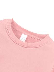 1pc Disney Everyday Minnie Mouse Mixed Pattern Heart-Shaped Ear Graphic Tween Girl Whimsical Sweatshirt - Cozy & Easy To Care For Weekend Outings & Friend Hangouts - Hồng - Xem 3