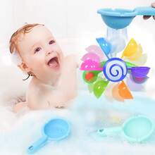 彩虹风车造型彩色淋浴玩具，带舀水器，适合幼儿和婴儿玩水（颜色随机） - 浴室風車 - 查看 6