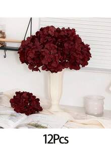 每包10支/4支，逼真丝绸绣球花束，质感栩栩如生，适用于婚礼中心装饰、DIY花束、家居花瓶装饰、客厅/卧室花卉装饰、新娘捧花、腕花、生日派对、新年礼物、情人节、母亲节等场合。也适用于卧室装饰、女士礼物、婚礼装饰、婚礼配饰、妈妈礼物、房间装饰、家居装饰、花束、人造花、女士礼物等。 - 酒紅色 - 查看 19