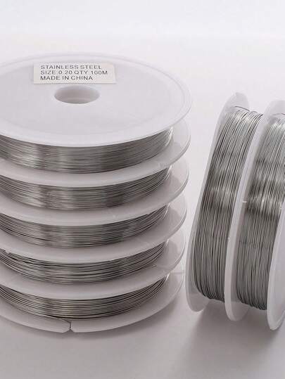 1/5 Roll Stainless Steel Bead String, 0.2-0.6mm Soft Steel Wire, Non-Elastic, Suitable For DIY Jewelry Handmade Beading, Can Be Used To Make Beads, Bracelets, Necklaces, Earrings, Hair Accessories And Rings, Etc.