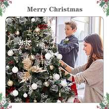 Juego de 78 adornos para árbol de Navidad, adornos de bolas de Navidad inastillables para colgar, para decoración del hogar, fiestas y festividades, color champán y blanco - Champán - Ver 6