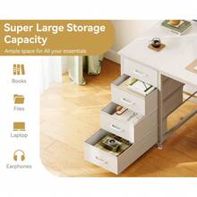 48 Inch White Computer Desk With 8 Fabric Drawers, Modern Office Desk With Large Storage For Home Office, Study, Gaming, White - 白色 - 查看 5