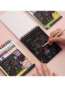 1pc Scratch Art Pad, DIY Colorful Doodle Book, Creative Scratch Painting Fun Art Paper, Suitable For Kids - Multi Color Random - View 2
