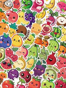 50pcs Cartoon Cute Fruit Sticker For Laptop Luggage Scrapbook Phone Case Guitar Skateboard Diary Fridge Envelope Label Magazine DIY Decals Sticker - 1 Set - View 2