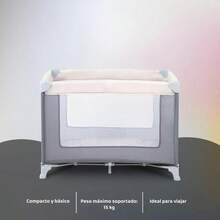 Corral Para Bebe Viajero Plegable Portatil Corralito Comodo Color Beige Con Gris Estructura De Acero Malla Pp De Alta Calidad Tela Transpirable Colchoneta Bolsa Transportadora Edad 0 A 24 Meses - Gris - Ver 2