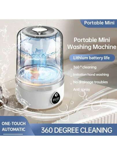 SOKANY Portable Lingerie Washer, Type-C Charging (3600mAh Lithium Battery), LED Smart Digital Display. 360-Degree Blue Light Sterilization. 1.5L Capacity, Two-Speed Modes, Dual-Direction Powerful Scrubbing. Compact Body, Easy To Store. Suitable For Home, Hotel, Dorm, Business Travel, Outdoor Activities.