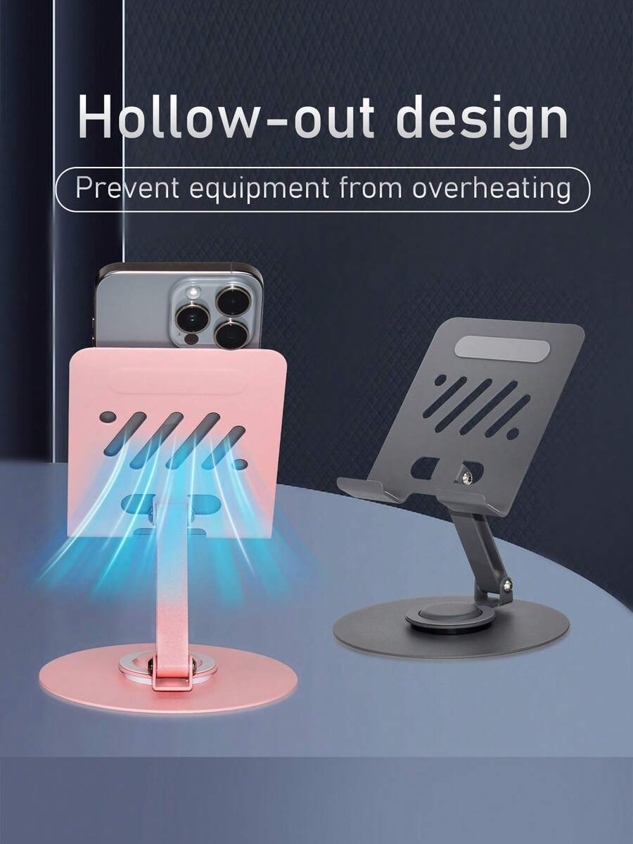 360° Rotatable & Adjustable Metal Foldable Tablet Stand, Suitable For Smartphones, Tablets. Great Birthday Gift For Family And Friends, Metal Tablet Stand, Live Streaming Slouchy Holder, Portable & Adjustable Compatible With IPhone, Android Phone, Gift For Birthday, Family, Friends Gifts Birthday Phone Holder Phone Stand Phone Accessories Strong Load-Bearing - Pink - View 1