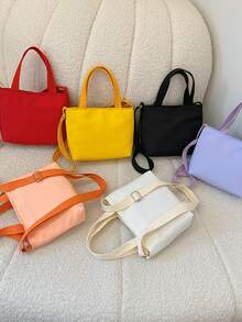 Solid Color Nylon Handbag, Crossbody Shoulder Bag For Teenagers - A - View 2