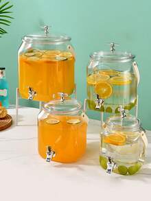 1个带水龙头的大容量塑料饮水瓶，适用于冰箱，可用作水果浸泡器、汽水容器，家居必备 - 彩色 - 查看 7