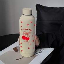 1 szt. 500 ml Tulipan, Czerwona Róża, Wzór Wiśniowy Stal nierdzewna Podwójne ścianki Kubek do kawy z izolacją próżniową, Kubek do zimnych napojów, Kubek podróżny, Nadaje się do przechowywania trufli i czekolady, Świetny prezent dla dziewczyny, Boże Narodzenie - Wielokolorowe - Zobacz 2