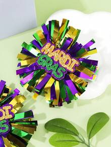2 piezas Clips para el cabello de Mardi Gras para niñas, Pinzas para el cabello de color amarillo, verde y morado, Accesorios para el cabello de fiesta festiva, Accesorios para el cabello de carnaval - Multicolor - Ver 3