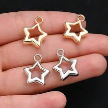 16x19毫米 50个星形吊坠 金色银色 CCB塑料小吊坠 适用于手链、项链、耳环 DIY珠宝制作配件