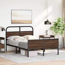 vidaXL Cadre de lit sans matelas 140x200 cm beige marrone - Castano - Visualizzare 4