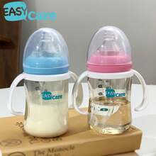 2PCS EASYCARE PPSU Baby Sippy Cup With Straw, Wide Neck Infant Feeding Bottle 6.3oz/180ml, Anti-Drop Training Cup For 6-12M, Easy Hold, Holiday & Baby Shower Gift - 藍色 - 查看 10