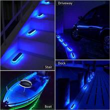 1/2/4/6 Juego de luces lineales para el suelo, luz azul, IP68 resistente al agua, adecuado para jardín, escaleras, garaje, valla, camino, patio, plataforma, muelle y otros lugares al aire libre