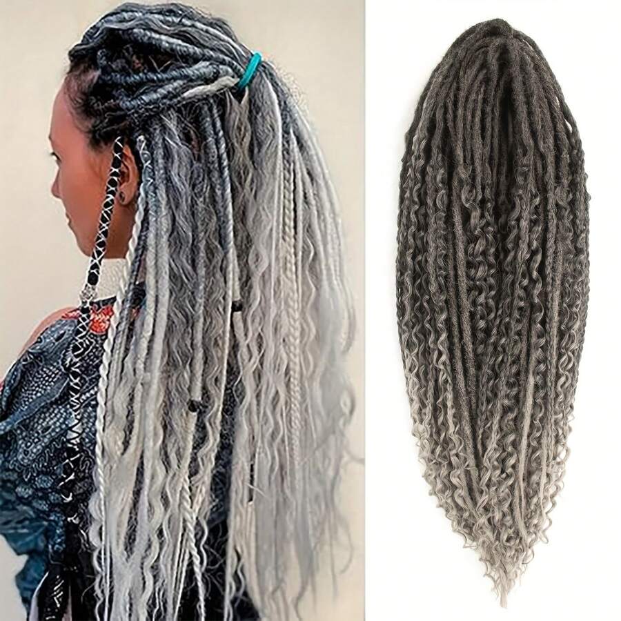 [Boho Chic Dreadlock Extensions] 15pcs Boho Chic Synthetic Dreadlock Extensions |   Double Ended Curly, Mixed Styles, Low Temperature Fiber, Women's Thin Wavy Hairpieces With Curly Ends - fr-16 - Xem 1