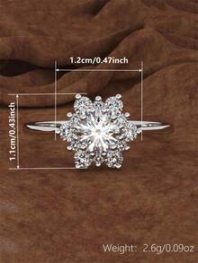 1pc Fashion Cubic Zirconia Ring, Women's Style, Suitable For Wedding, Engagement, Anniversary, Party, Valentine's Day And Other Occasions - Silver - View 7