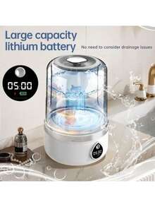 SOKANY 便攜式內衣洗衣機，Type-C 1800mAh，LED，360°藍光殺菌，1.5L，雙速，小巧，適用於居家/酒店/旅行 - 白色 - 查看 9
