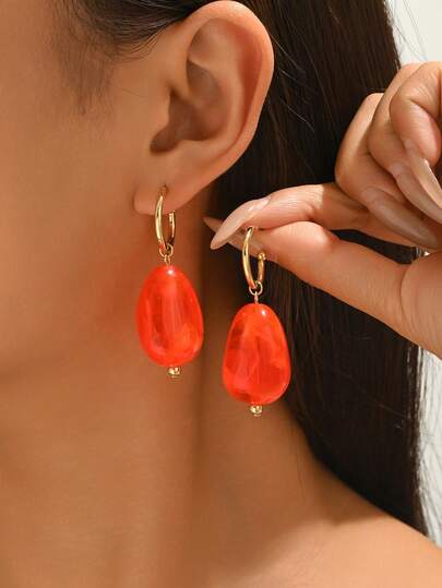 一对亚克力水滴形C形耳环，不对称玛瑙流苏吊坠耳环，DIY配饰，适合日常、派对、婚礼、节日、母亲节礼物