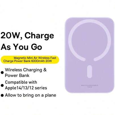 2025 Version MagSafe Portable Charger For IPhone – 5000mAh 20W Magnetic Power Bank, Qi2 Certified Fast Wireless Charging, 20W USB-C Wired Charge, Compatible With IPhone 16/15/14/13/12 Series, 3C Certified & Airport-Approved